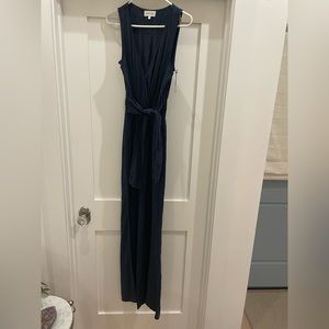 Navy blue sleeveless jumpsuit made in USA 100% tencel